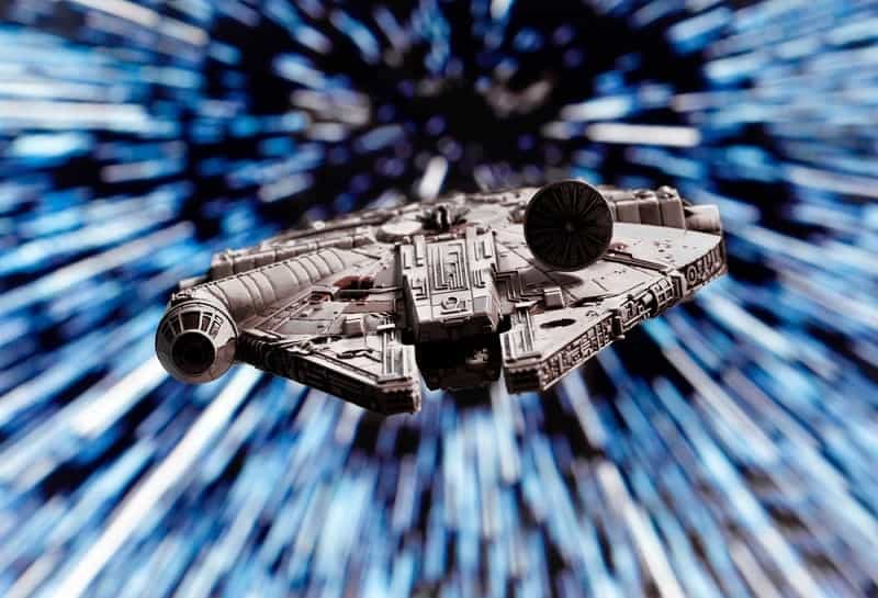 millennium falcon is flying into hyperspace
