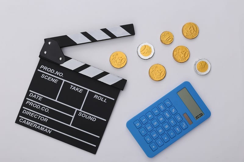 movie clapper board calculator coin