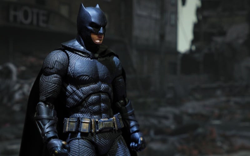 Batman in a ruined city