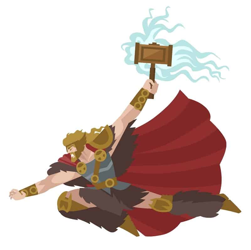 Thor flying with his hammer