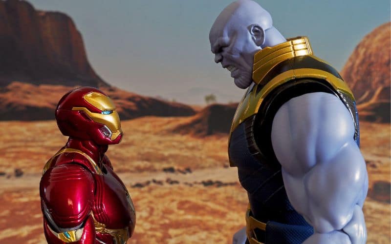 Thanos and Iron Man face to face