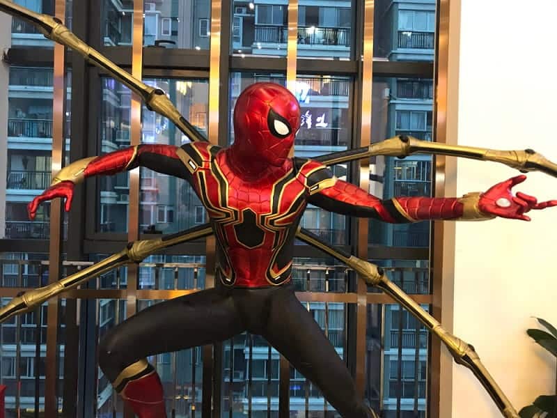 Spiderman wears high-tech Iron Spider armor