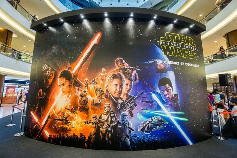 A wall sized Star Wars poster displayed during a roadshow in Mid Valley