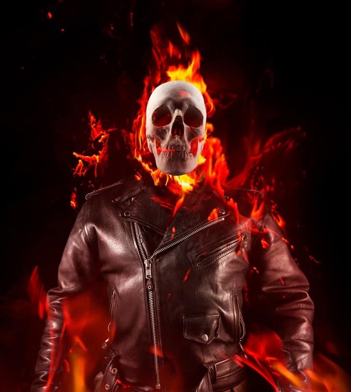 Ghost Rider - skull face in fire