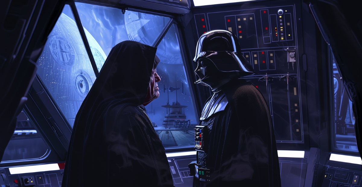 Palpatine is facing Darth Vader