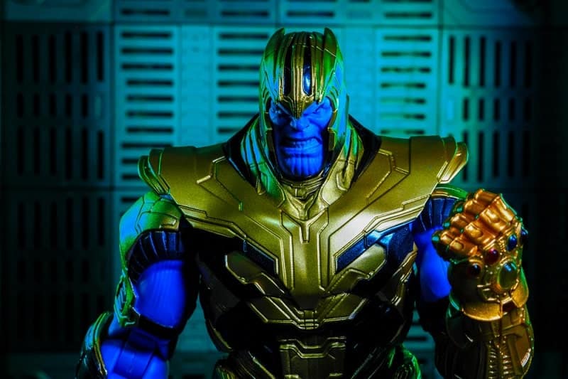 Thanos wearing his armor and his infinity gauntlet