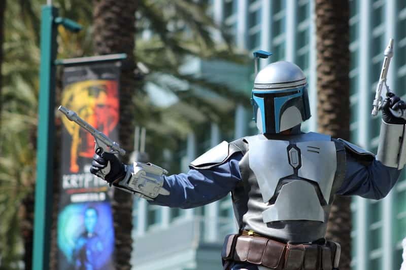 a person dressed up as Star Wars assassin Jango Fett at Wondercon 2018