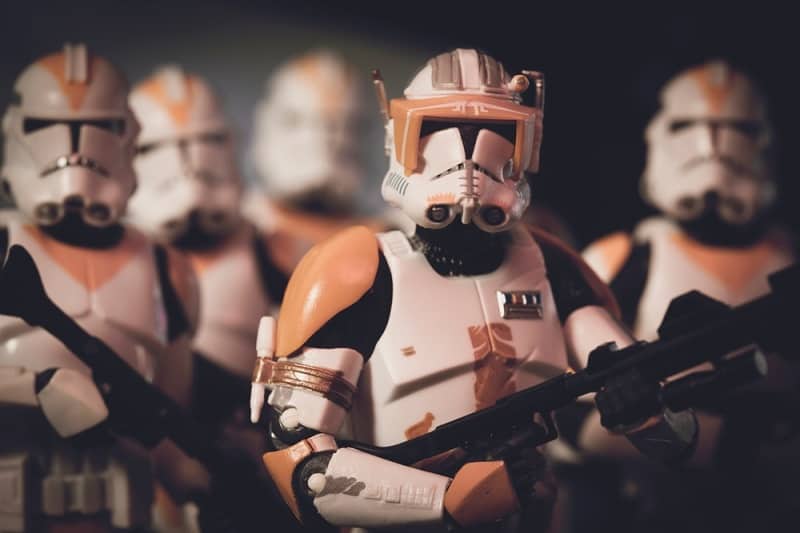 The Clone Wars, scene with Commander Cody and the clone trooper 212th Attack Battalion