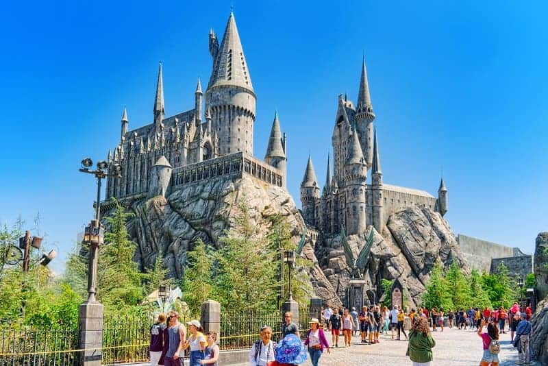 World famous park Universal Studios in Hollywood.Hogwarts Castle from the Harry Potter movie