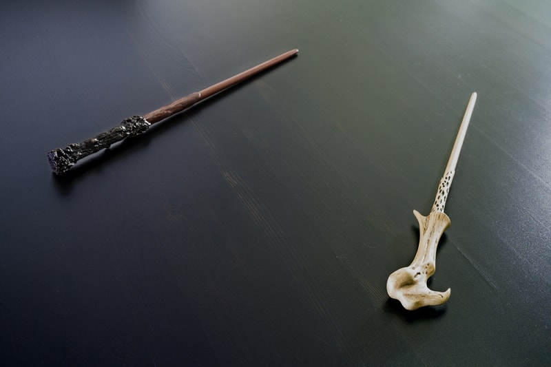 magic wand on wooden table, Wizard tool