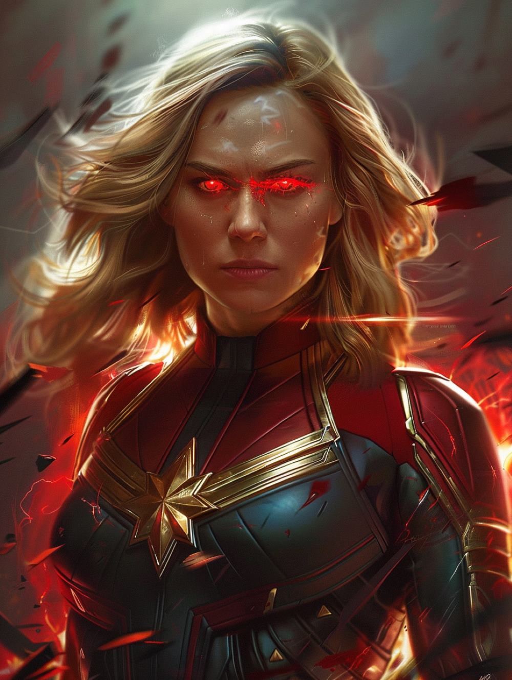 Captain Marvel with an evil eyes