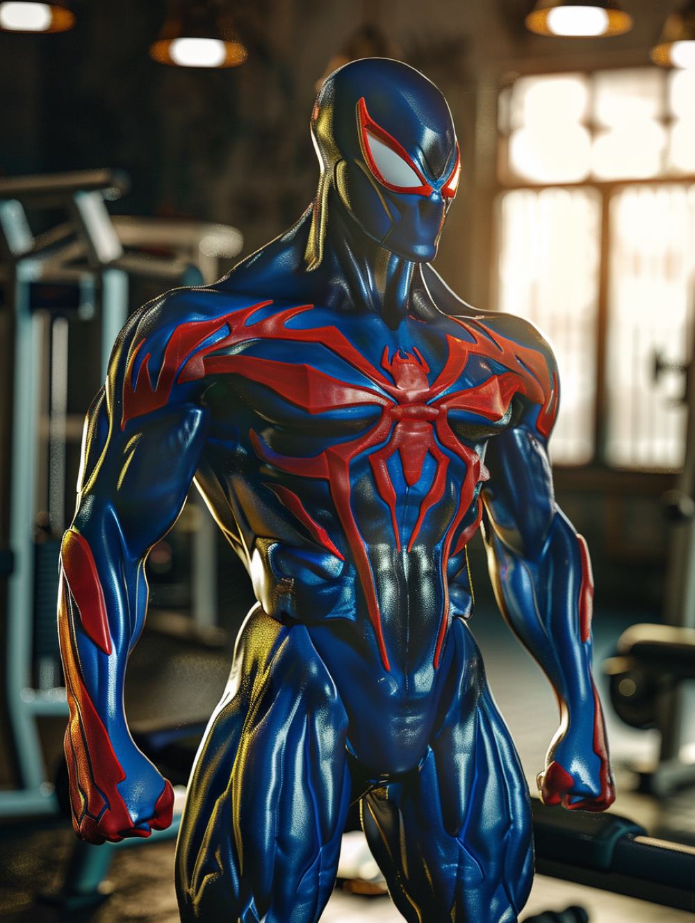 Spider-man 2099 in a gym