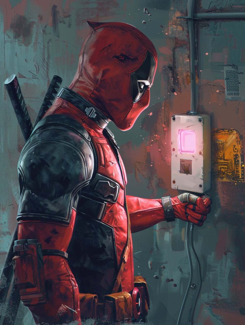 Deadpool is turning off a switch