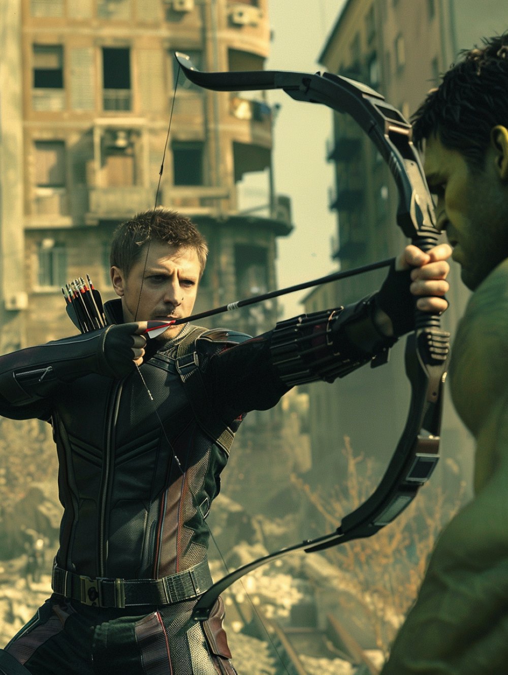Hawkeye is shooting Hulk