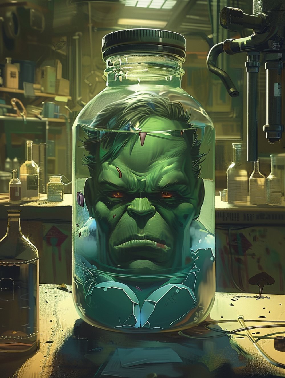 Hulk's head is stored in a jar