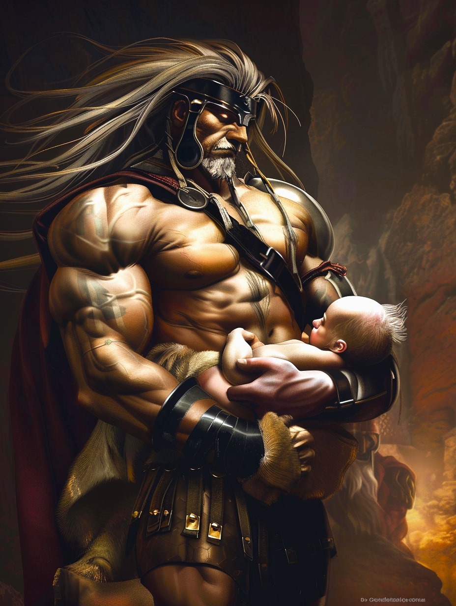 Romulus is holding baby Daken