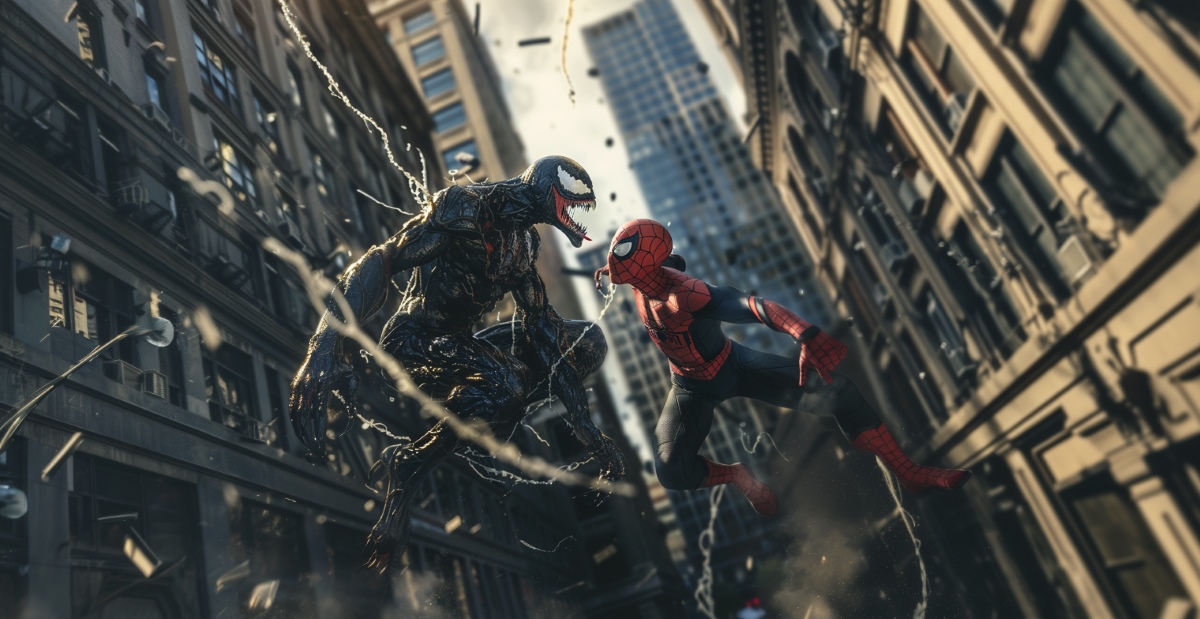 Venom vs Spider-man on a street