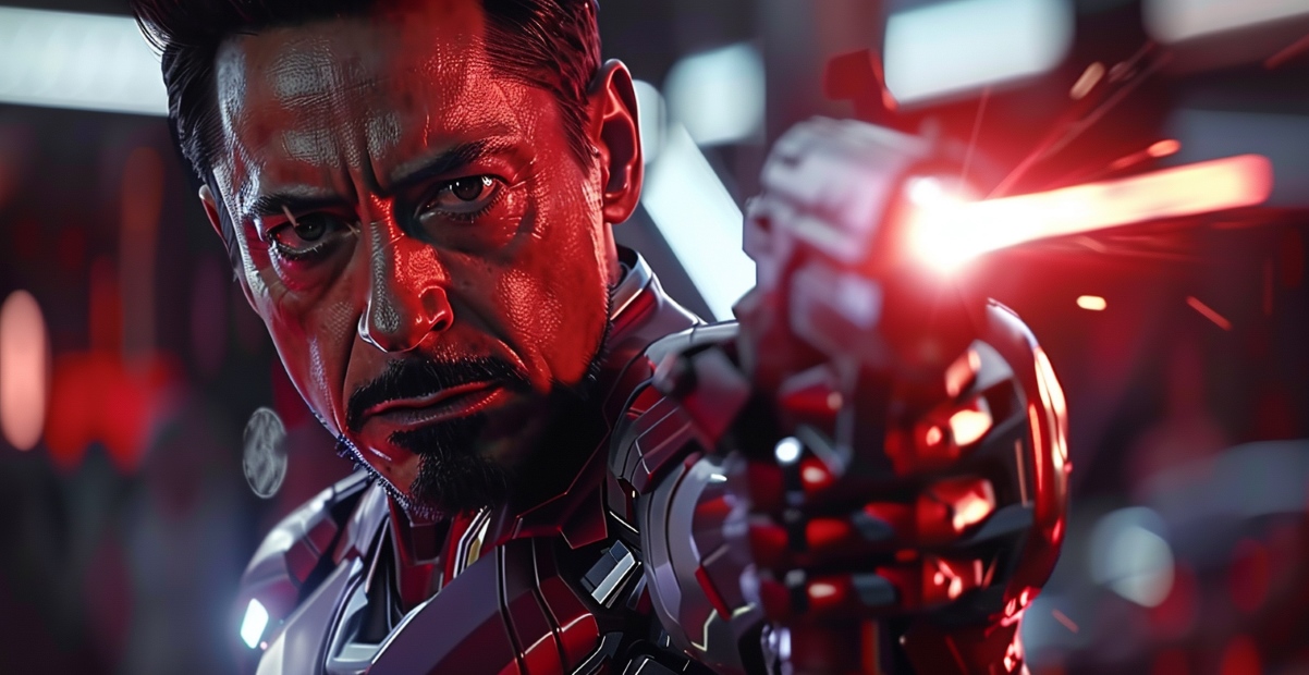 Iron Man shooting with a gun