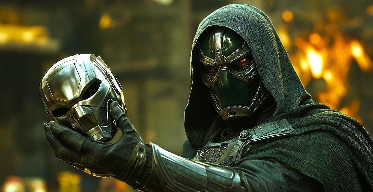 Doctor Doom holding Iron mask