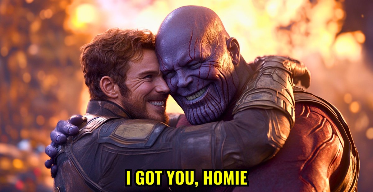 Star-Lord Hugs Thanos